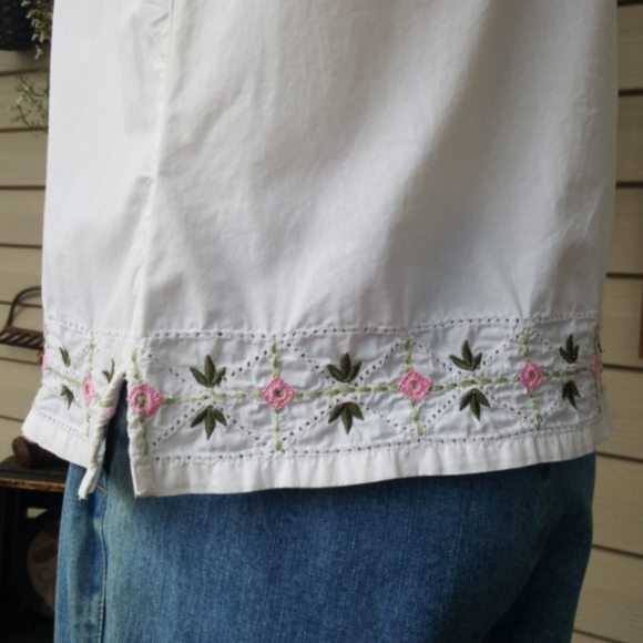 Liz Claiborne ♡ Sweet Vintage 2pc Embroidered Sleeveless Top SP | Jean Capris 2P - Picture 8 of 17